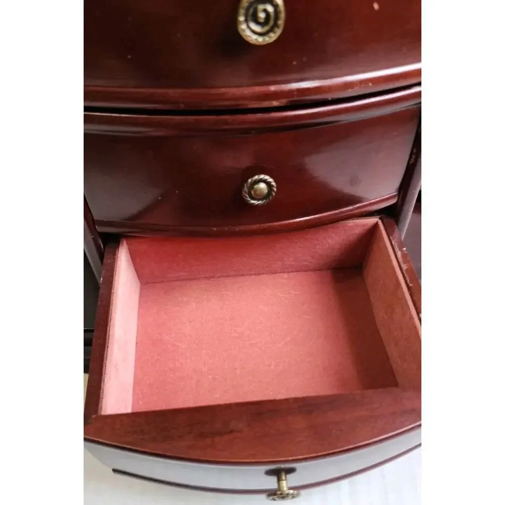 Hives and Honey Patricia style Large jewelry Box Dark Cherry Etched Glass Mirror